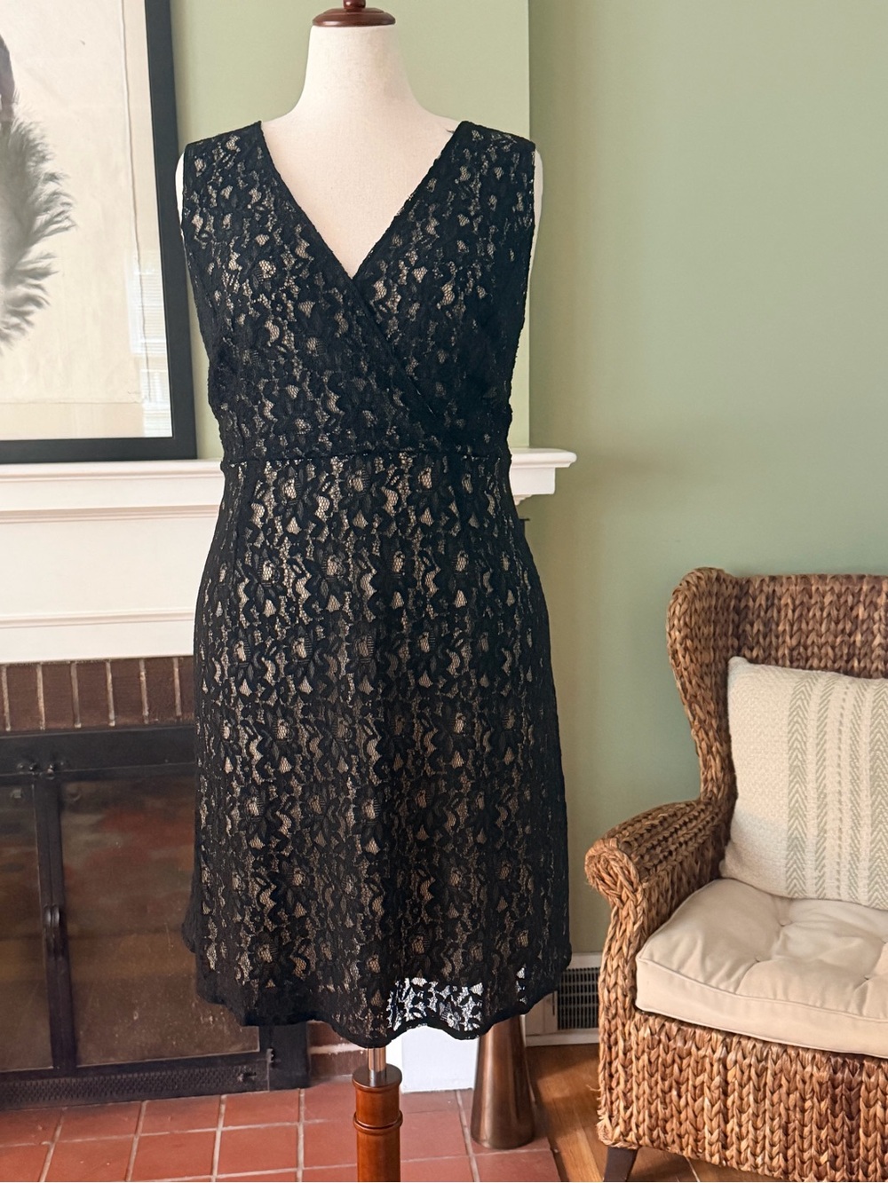 Lane Bryant Black Lace Surplice Fit & Flare Dress - Size 18